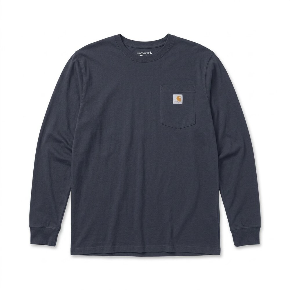 Carhartt Long Sleeve Graphic Tee – Navy Blue Workwear Shirt – Size Small